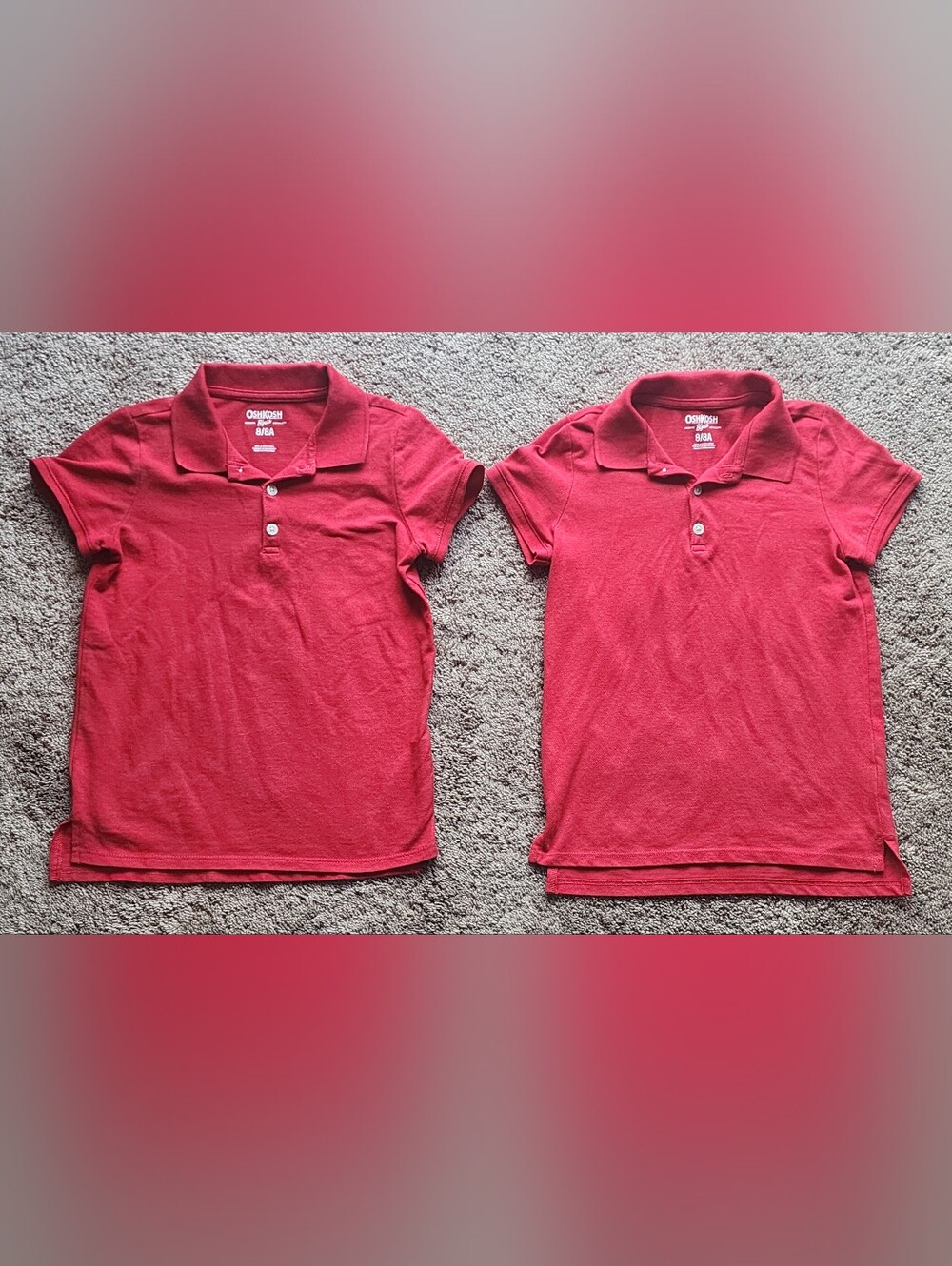 Boys Osh Kosh Boys Size 8/8A Red Uniform Polo, In Good Shape, Minor Flaw Shown